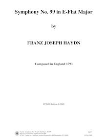 Partition complète, Symphony No.99 en E♭ major, Sinfonia No.99, Haydn, Joseph par Joseph Haydn
