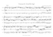 Partition complète, orgue Sonata No.3, Trio Sonata, D minor, Bach, Johann Sebastian