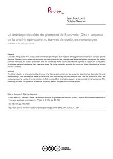Le débitage discoïde du gisement de Beauvais (Oise) : aspects de la chaîne opératoire au travers de quelques remontages - article ; n°1 ; vol.6, pg 89-104