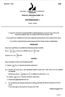 CCP 1999 mathematiques 1 classe prepa tsi
