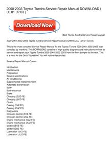 2000-2003 Toyota Tundra Service Repair Manual DOWNLOAD