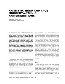 COSMETIC HEAD AND FACE SURGERY ETHNIC CONSIDERATIONS