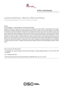 Lykota lya Bankoya : Memory, Myth and History - article ; n°107 ; vol.27, pg 359-392
