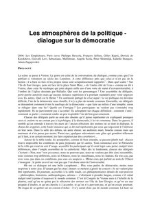 Les atmosphères de la politique - dialogue sur la démocratie