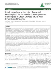 Randomized controlled trial of oatmeal consumption versus noodle consumption on blood lipids of urban Chinese adults with hypercholesterolemia