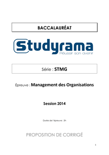 Corrigé Bac STMG Management des Organisations 2014