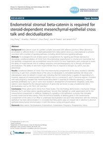 Endometrial stromal beta-catenin is required for steroid-dependent mesenchymal-epithelial cross talk and decidualization
