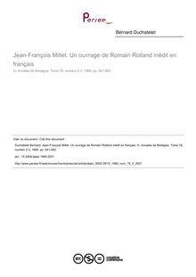 Jean-François Millet. Un ouvrage de Romain Rolland inédit en français - article ; n°2 ; vol.76, pg 541-583
