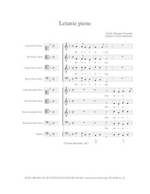 Partition Letanie Piene, Letanie e Quattro Antifone dell  Anno, Two Litanies and Four Antiphons (1671)