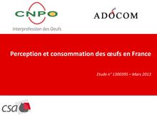 Etude CSA - Perception et consommation des œufs en France