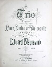 Partition Color Covers, Piano Trio No.2, D minor, Nápravník, Eduard
