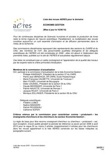 Liste Economie - Liste des revues AERES pour le domaine ECONOMIE ...