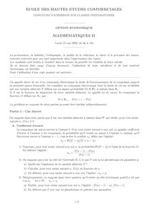 Mathématiques II 2002 Classe Prepa HEC (ECO) HEC