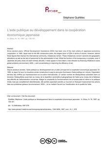 L aide publique au développement dans la coopération économique japonaise  - article ; n°1 ; vol.16, pg 135-161