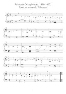 Partition Transcription pour clavier instrument ou harpe, Mors tu as navré/Miserere