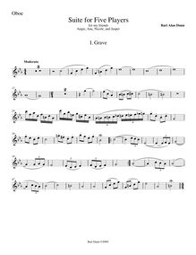 Partition hautbois , partie,  pour Five musiciens, Dunn, Bart