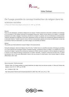 De l usage possible du concept troeltschien de religion dans les sciences sociales - article ; n°2 ; vol.214, pg 247-266