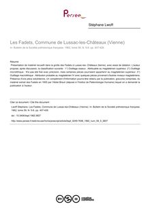 Les Fadets, Commune de Lussac-les-Châteaux (Vienne) - article ; n°5 ; vol.59, pg 407-426