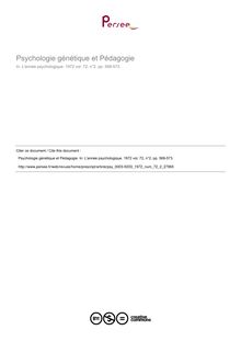 Psychologie génétique et Pédagogie - compte-rendu ; n°2 ; vol.72, pg 568-573