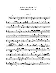 Partition basson 1, 2, Piano Concerto No.27, B♭ major, Mozart, Wolfgang Amadeus