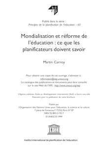 Mondialisation et réforme de l éducation: ce que les ...