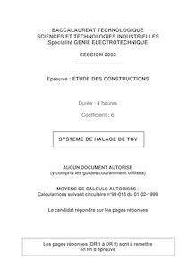 Etude des Constructions 2003 S.T.I (Génie Electrotechnique) Baccalauréat technologique