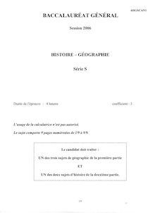 Histoire Géographie 2006 Scientifique Baccalauréat général