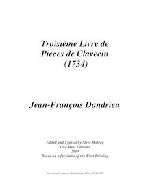 Partition complète of all mouvements, Troisieme Livre de pièces de Clavecin
