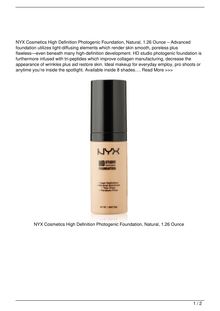 NYX Cosmetics High Definition Photogenic Foundation Natural 1.26 Ounce Beauty Review