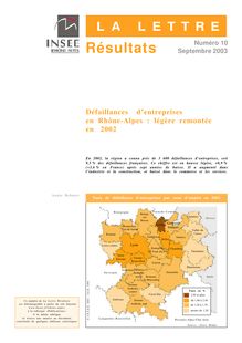 Défaillances d entreprises en Rhône-Alpes : légère remontée en 2002