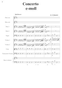 Partition Incomplete score, Concerto pour 2 flûtes en E minor, Quantz, Johann Joachim