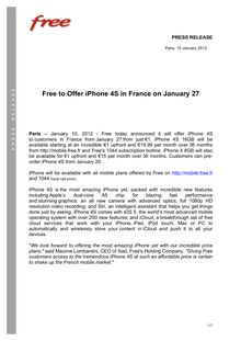 L offre iphone4s de freemobile