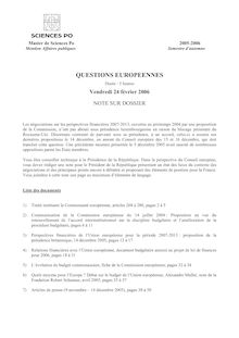 Questions européennes 2006 Master Affaires Publiques IEP Paris - Sciences Po Paris