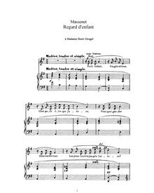 Partition complète (G Major: haut voix et piano), Regard d enfant