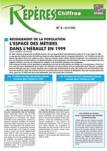 L espace des métiers dans l Hérault en 1999 : recensement de la population