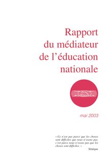 Rapport du Médiateur de l éducation nationale : année 2002