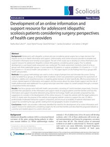 Development of an online information and support resource for adolescent idiopathic scoliosis patients considering surgery: perspectives of health care providers