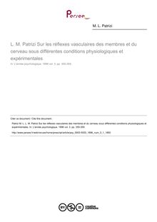 L. M. Patrizi Sur les réflexes vasculaires des membres et du cerveau sous différentes conditions physiologiques et expérimentales - compte-rendu ; n°1 ; vol.3, pg 355-359