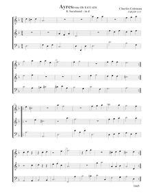 Partition , Saraband en D minor, VdGS No.113 - partition complète, Aris pour 3 violes de gambe
