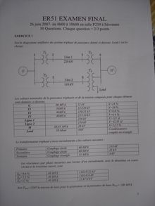 UTBM 2007 er51 reseaux et systemes electriques genie electrique et systemes de commande semestre 2 final