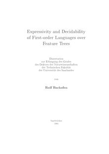 Expressivity and decidability of first-order languages over feature trees [Elektronische Ressource] / von Rolf Backofen