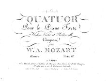 Partition violon, Piano quatuor, Piano Quartet No.2, E♭ major, Mozart, Wolfgang Amadeus