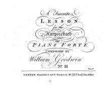Partition complète, Sonata II en C Major, Goodwin, William