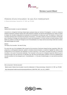 Histoire d une innovation: le cas d un médicament - article ; n°2 ; vol.42, pg 273-300