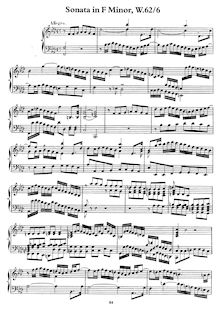 Partition complète, Sonata en F minor, Wq.62/6, F minor, Bach, Carl Philipp Emanuel