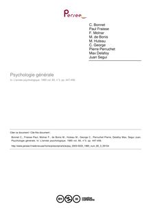 Psychologie générale - compte-rendu ; n°3 ; vol.85, pg 447-456