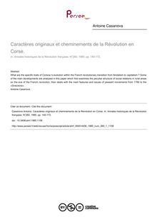 Caractères originaux et cheminements de la Révolution en Corse. - article ; n°1 ; vol.260, pg 140-172