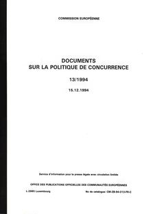 DOCUMENTS SUR LA POLITIQUE DE CONCURRENCE. 13/1994