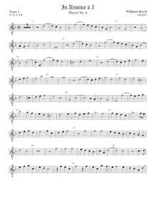 Partition ténor viole de gambe 1, octave aigu clef, en Nomine a 5