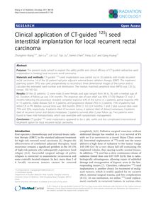 Clinical application of CT-guided 125I seed interstitial implantation for local recurrent rectal carcinoma